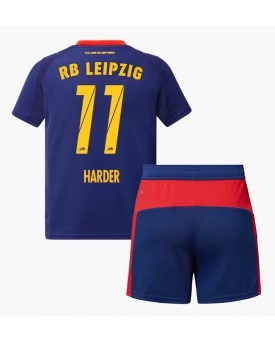 Billige Fotballdrakt RB Leipzig Conrad Harder #11 Replika Bortedraktsett Barn 2025-26 Kortermet (med bukser)